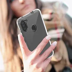 Low MOQ TPU PC material 2 in 1 design HD transparent accessories phone case for Samsung A11