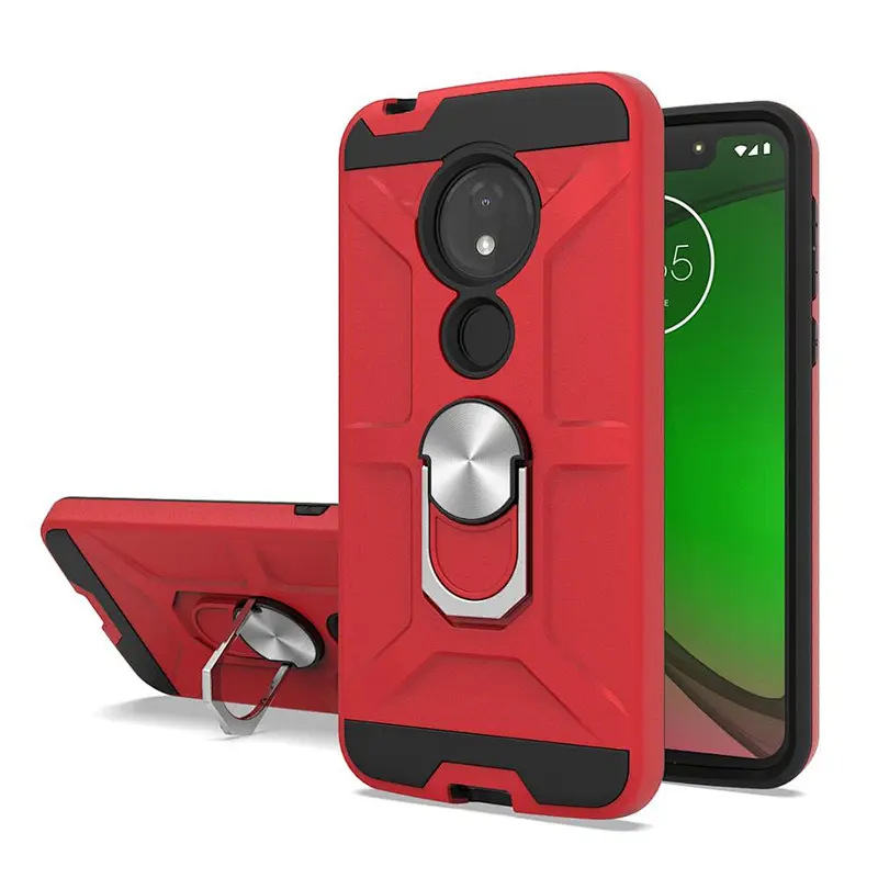 Shockproof mobile accessories cell phone covers with ring kickstand for Motorola G7 play
