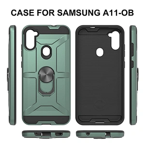 Matte Finish 360 Mobile Phone Case Back Cover With Ring Holder For Samsung A01 A11 A21