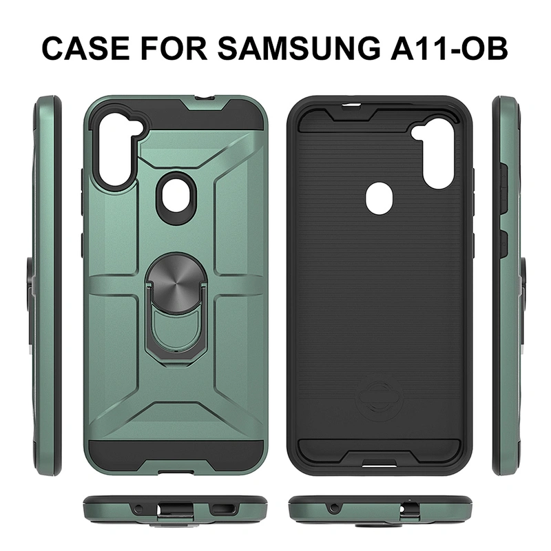 Matte Finish 360 Mobile Phone Case Back Cover With Ring Holder For Samsung A01 A11 A21