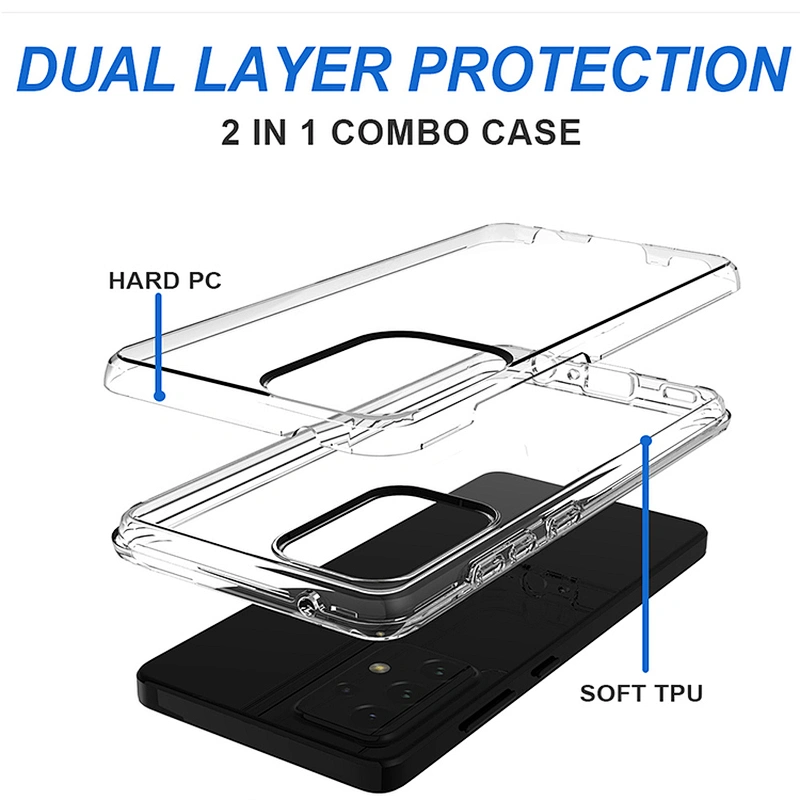 2021 Newest hybrid hard pc soft tpu clear cell cover phone case for Samsung A52 A72 A12 5G