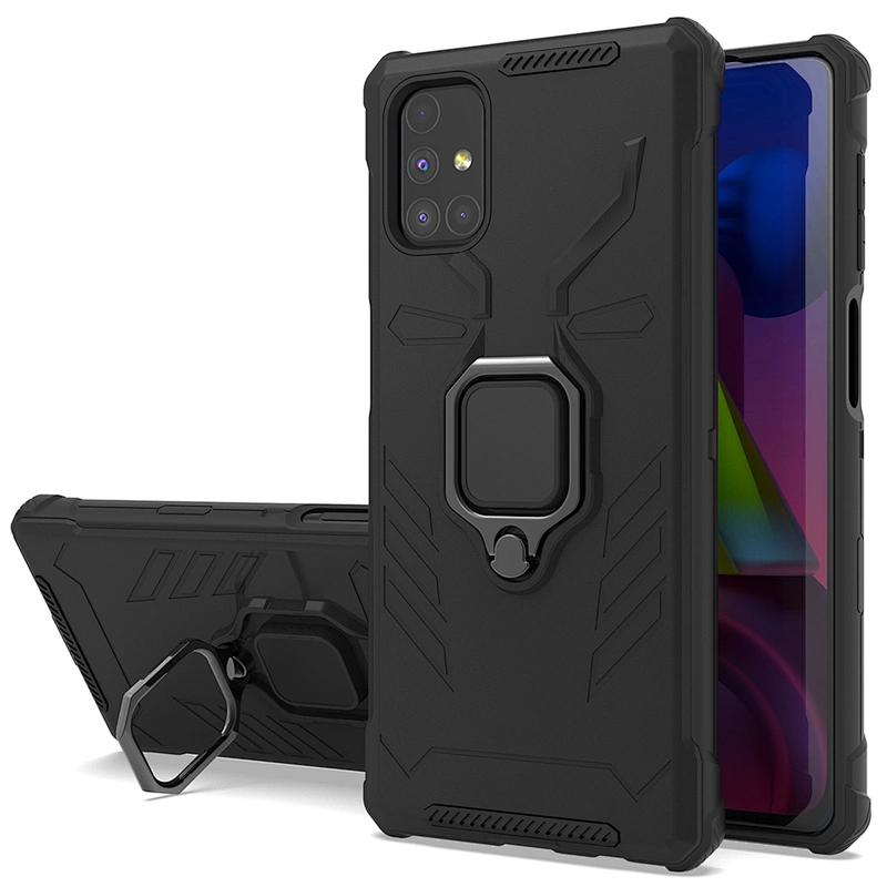 Ring kickstand cover mobile cell phone case with four corner bumpers for Samsung M51
