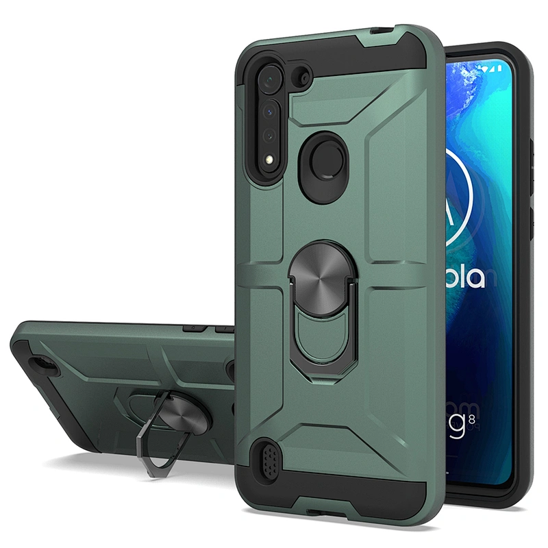 Shockproof TPU PC 2 In 1 Kickstand Ring Holder Phone Case For Motorola One Fusion Plus