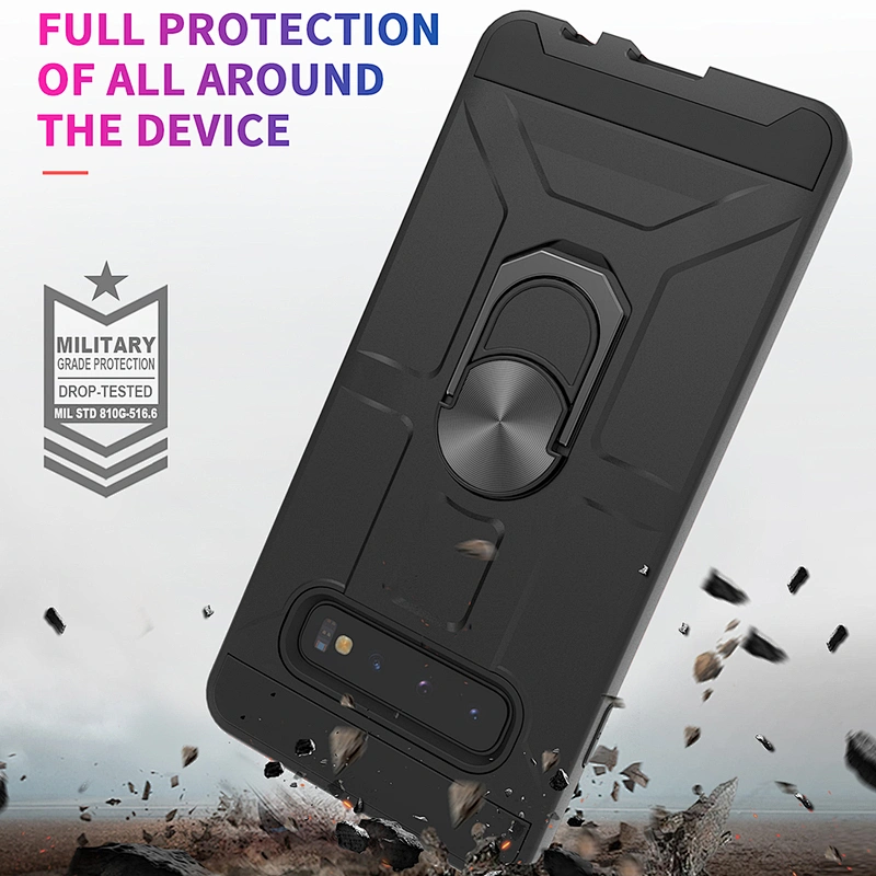 HOT SALE! High quality tpu pc 2 in 1 mobile phone cases with stand ring holder for Samsung S10