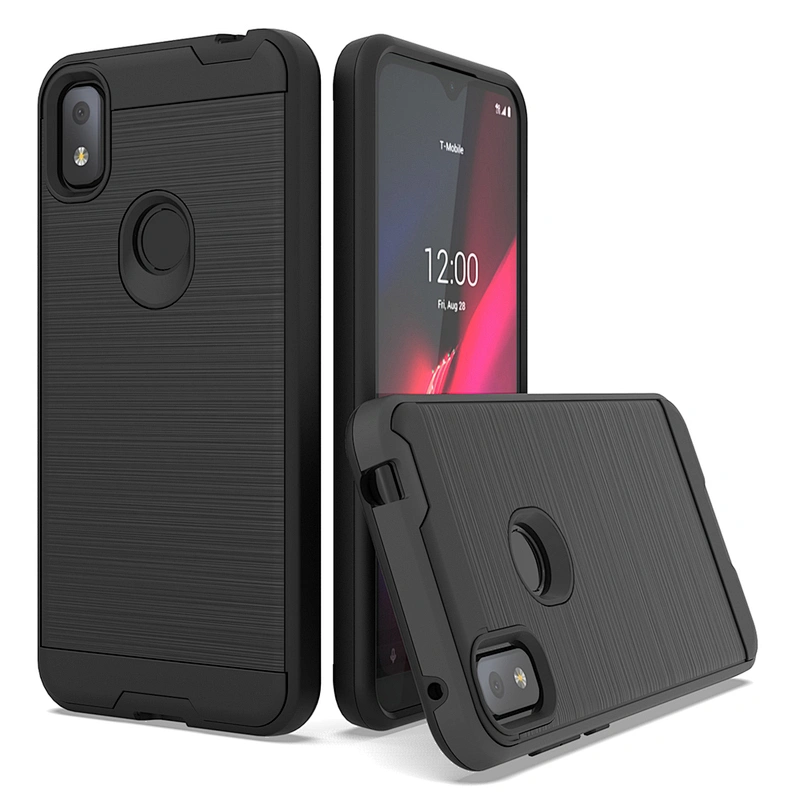 New coming brushed metal design blank black color phone cases for TCL Revvl 4 Plus 5G