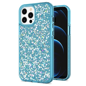 shockproof bumper glitter transparent twinkle phone case for Iphone 12 pro max mini