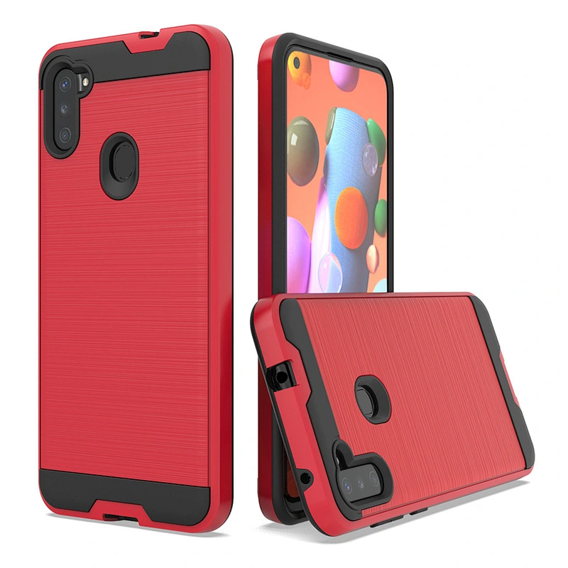 Hybrid shockproof brushed metal hard phone cases for Samsung A91 A81 A51 A01 A21 A11
