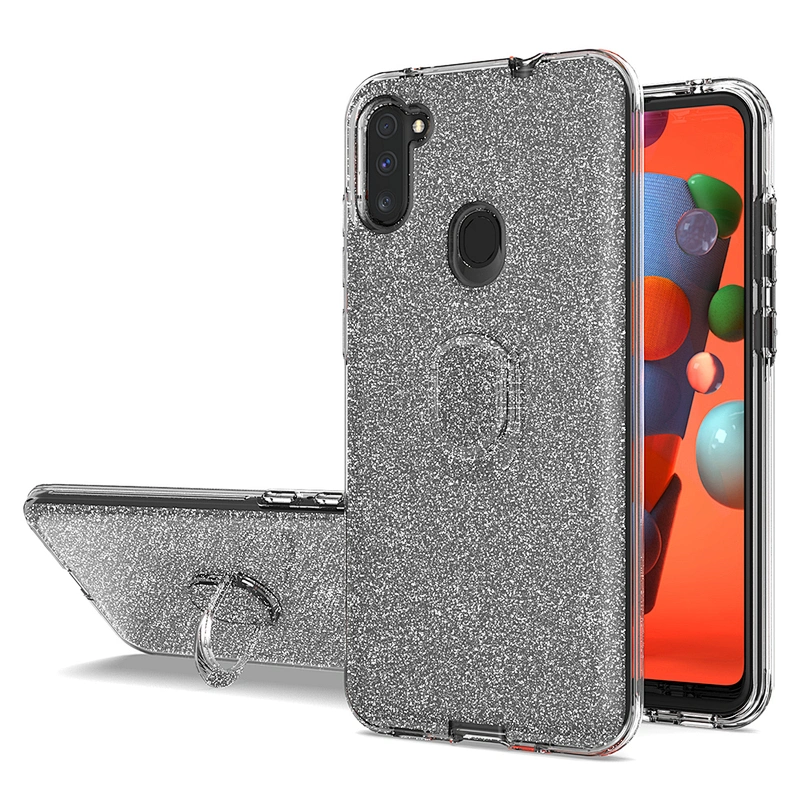 New trendy glitter ring holder phone case with mini support function for Samsung Galaxy A11