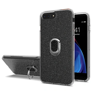 wholesale custom glitter cover phone cases with ring holder for IPhone 7 8 plus