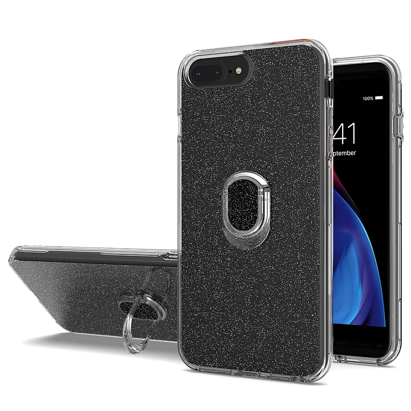 wholesale custom glitter cover phone cases with ring holder for IPhone 7 8 plus