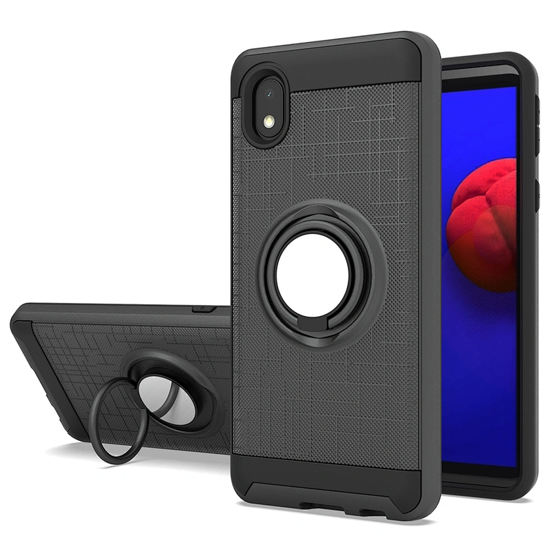Hot products mobile accessories cell phone case covers with 360 degree ring holder for Samsung A01 Core