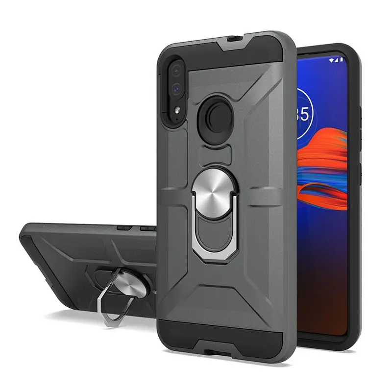 Guangzhou factory tpu pc mobile phone shell ring holder case with kickstand for Motorola E6 Plus