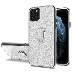 Womens glitter design bling cell phone case with ring holder for Apple iPhone 11 Pro