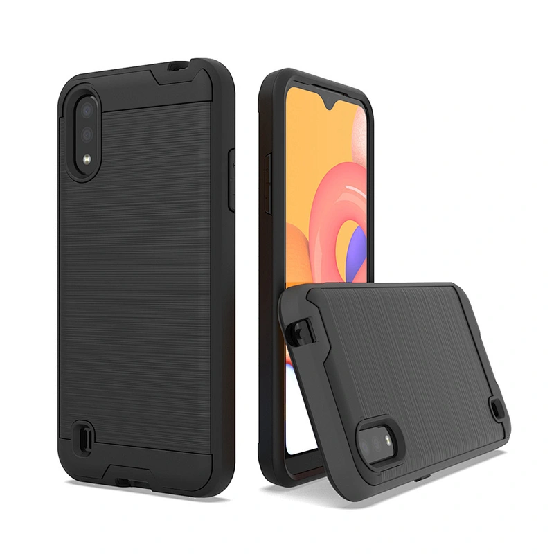 2 In 1 Combo Wire Drawing Cell Phone Case Accessories Back Cover for Samsung A01 A11 A21 A51 A71