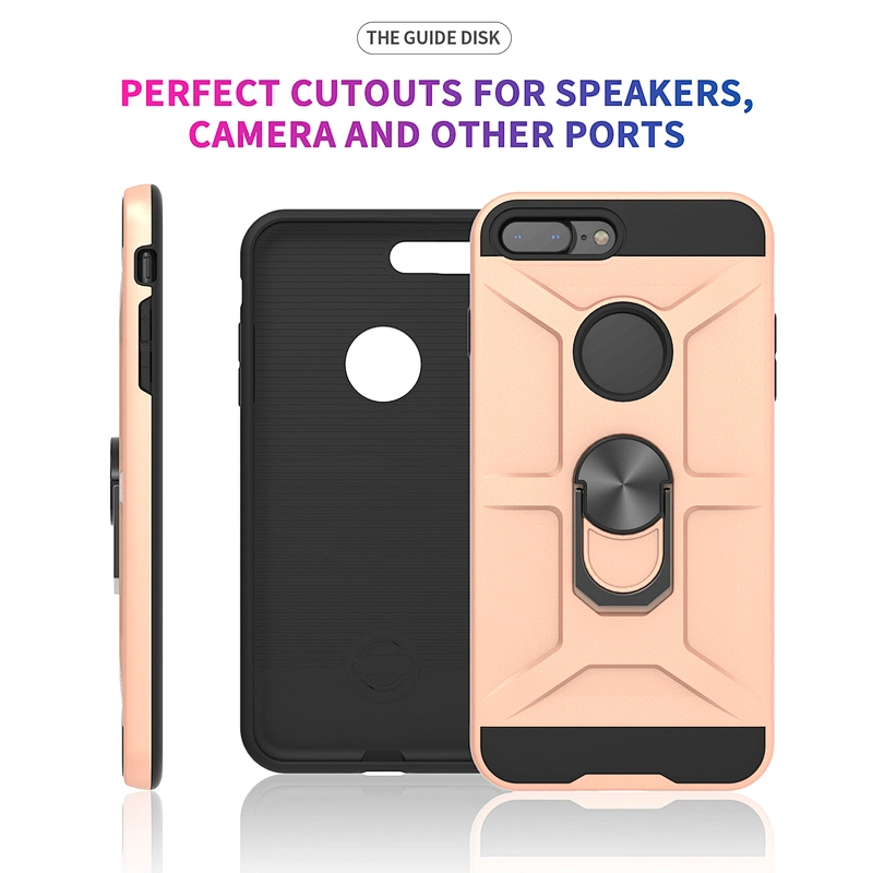 Rose gold tpu pc drop proof phone case with ring holder for iPhone 6 7 8 Plus 11 Pro Max