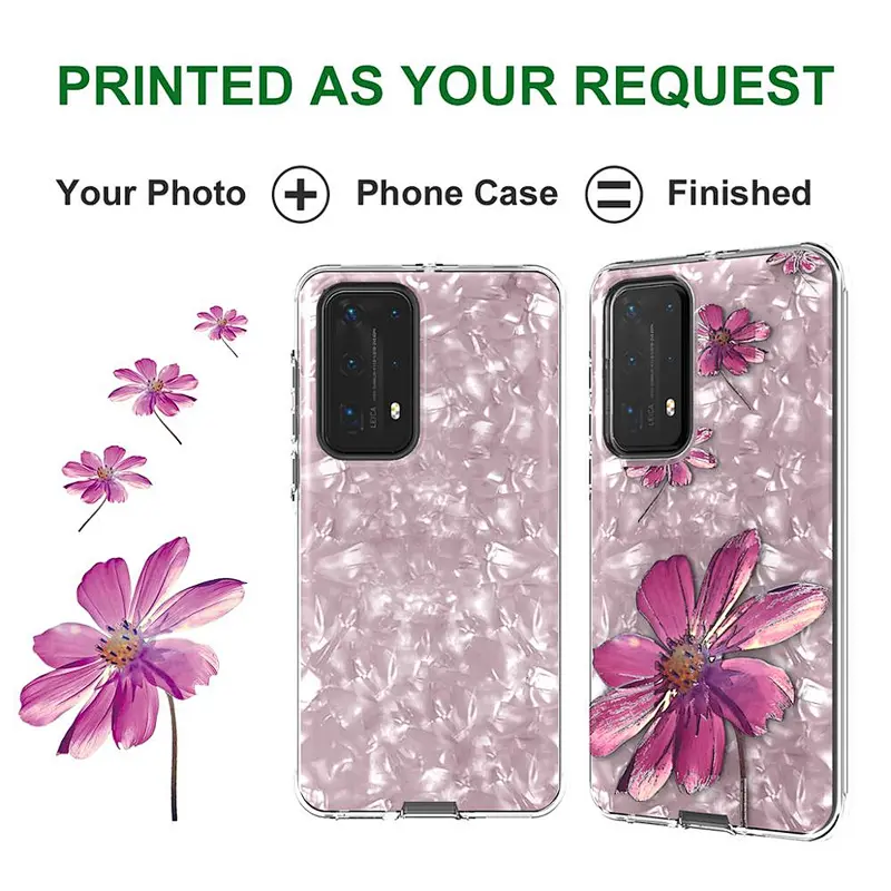 Transparent Case Print Flower Customized Phone Back Cover For Huawei P40 Lite Nova 5T 5i Pro Mate 30