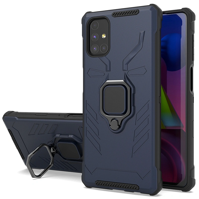 Ring kickstand cover mobile cell phone case with four corner bumpers for Samsung M51