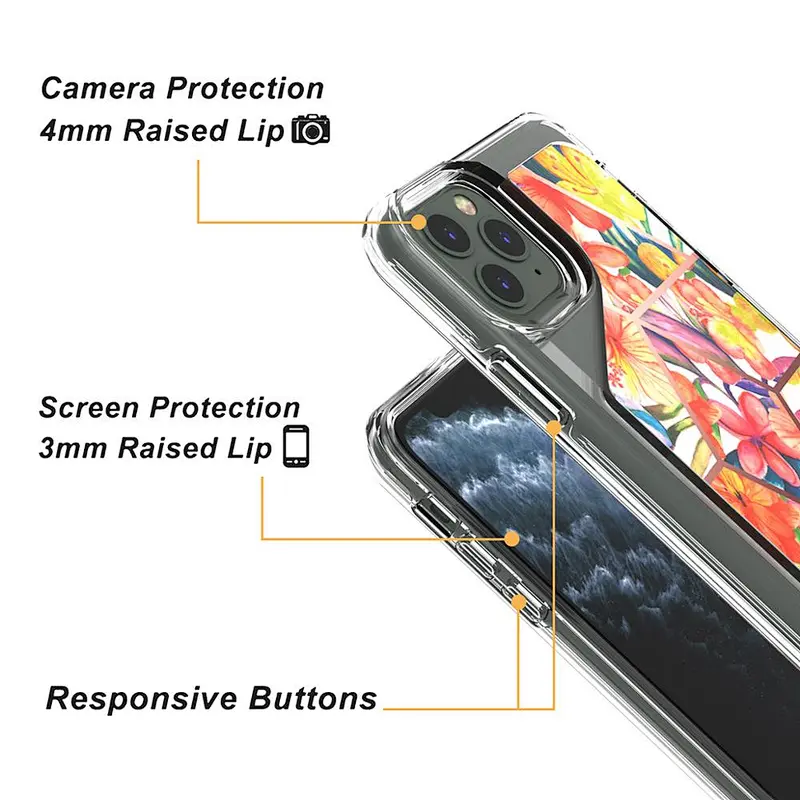 OEM ODM Back Cover IMD Printed Flower Mobile Cell Phone Case For iPhone X XS XR Max 11 Pro