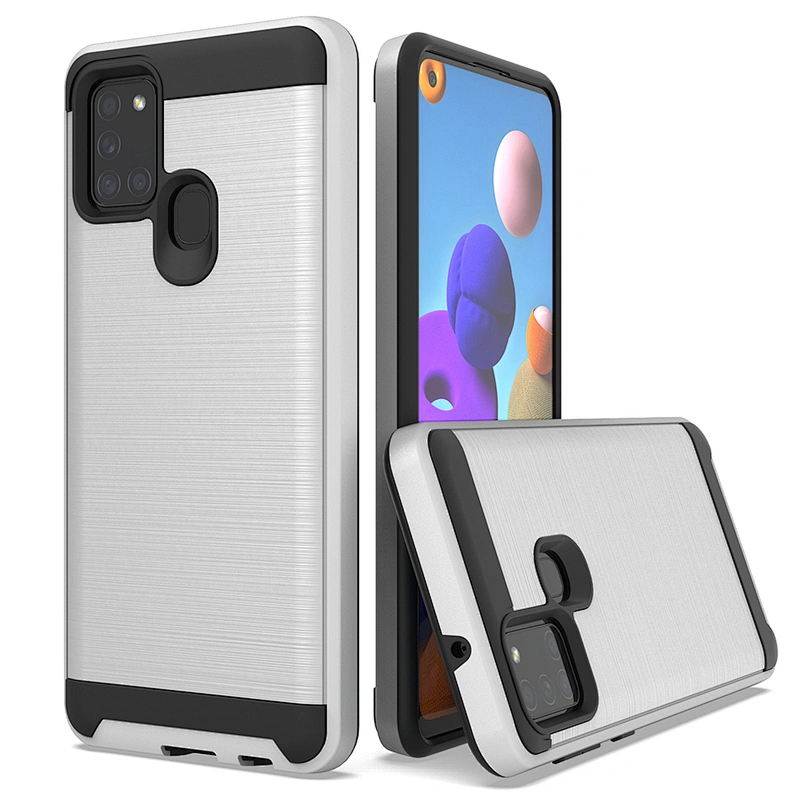 Android Brushed Metal Logo Custom Cell Case Phone Covers For Samsung A31 A71 A21S Note 20 Plus
