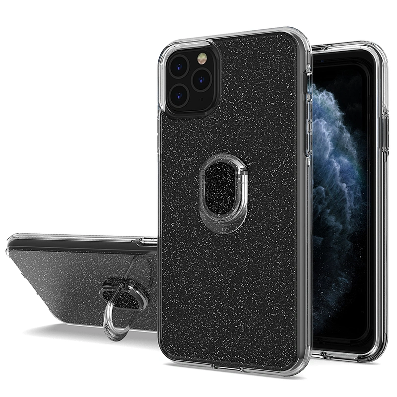 China factory fancy glitter smart phone cases with crystal mini ring for Apple iPhone 11 Pro Max