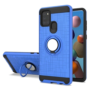 Black tpu glossy finish pc telephone back cover phone case with ring for Samsung A21S