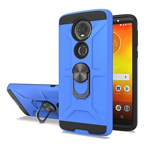 Best selling 2 in 1 dual layer mobile phone case with ring kickstand for Motorola E5 Plus