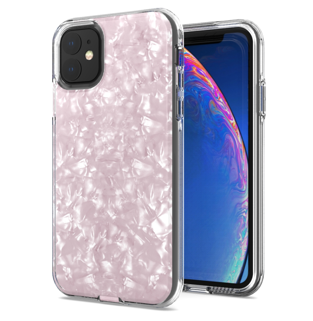 Glitter Pink Paper High Clear Soft TPU Hard PC Phone Back Cover for Apple iPhone XR X XS Max 11 Pro 12