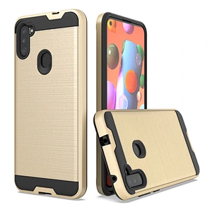 Anti fingerprints tpu pc dual protection custom brushed metal phone cover for Samsung A11