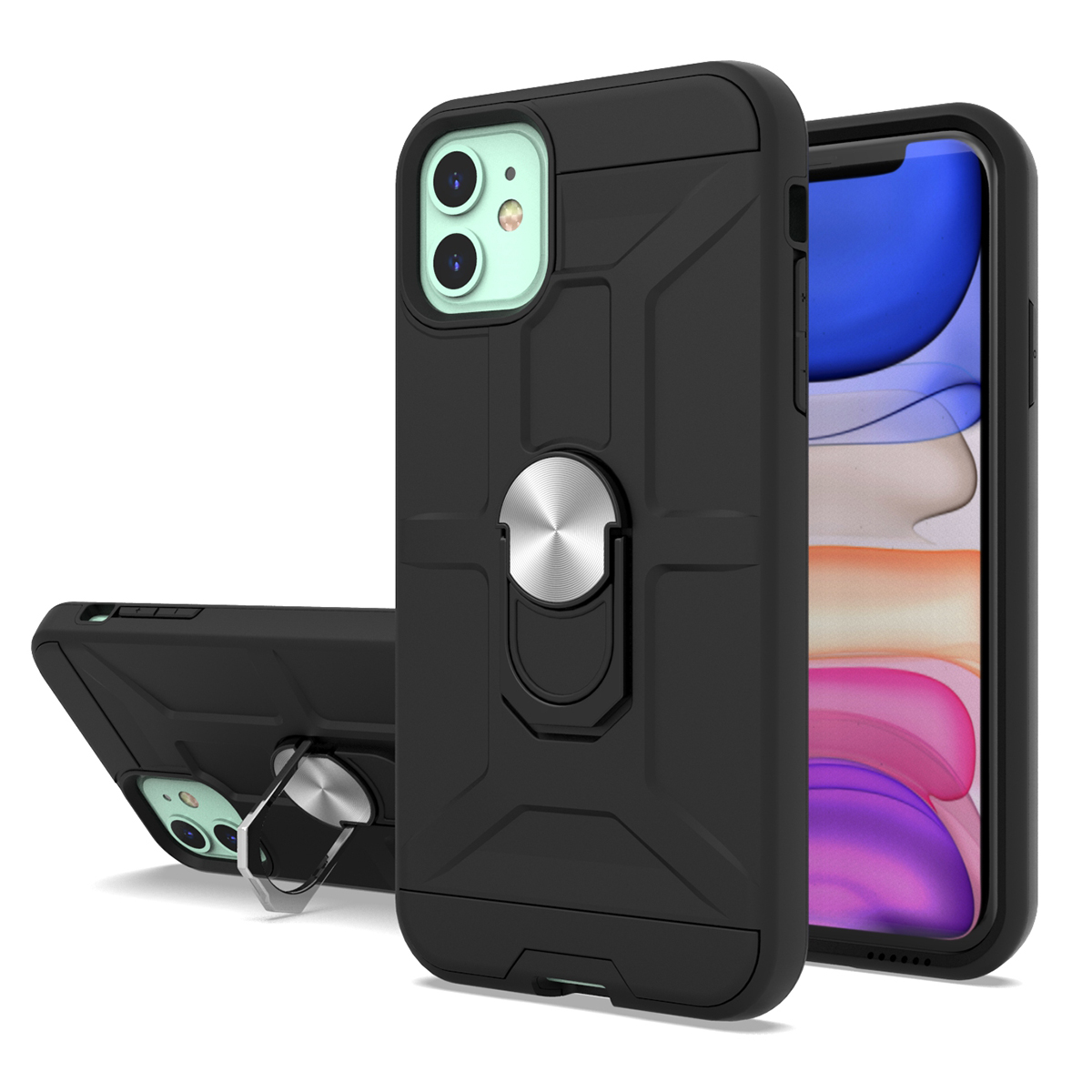 2020 New arrival shockproof kickstand 12 colors 360 ring holder Phone Cover For IPhone Xs 11 Pro Max