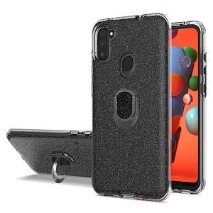 New trendy glitter ring holder phone case with mini support function for Samsung Galaxy A11