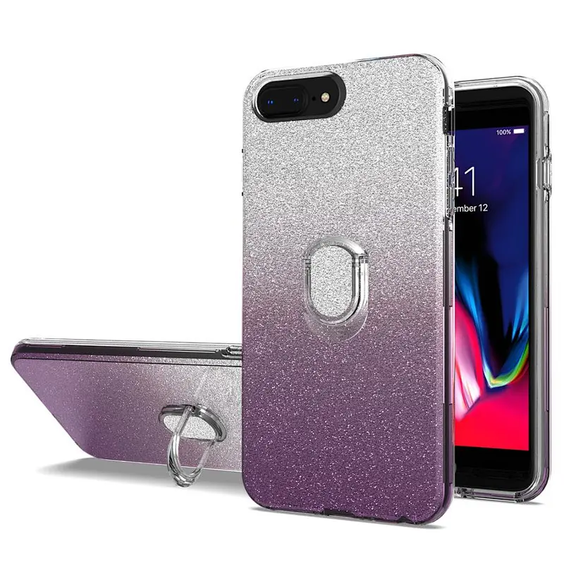 Luxury Design Bling Phone Case Cover with Mini Ring Holder for iPhone 6 7 8 Plus 5.5 inch