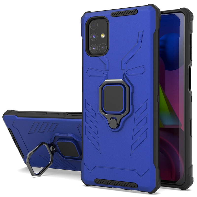 Ring kickstand cover mobile cell phone case with four corner bumpers for Samsung M51