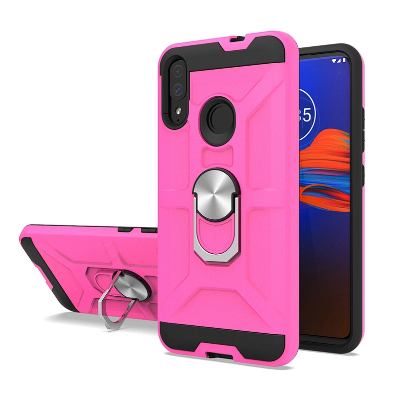 Guangzhou factory tpu pc mobile phone shell ring holder case with kickstand for Motorola E6 Plus
