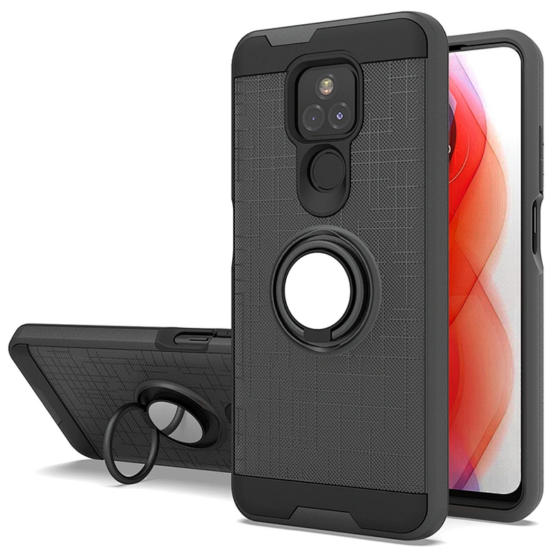 Double Layer 360 Degree Rotation Mobile Covers Phone Case With Ring Holder For Motorola G Play 2021 Power Stylus