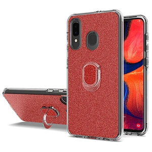Glitter tpu pc 3 in 1 mobile phone case with mini ring holder for Samsung Galaxy A20