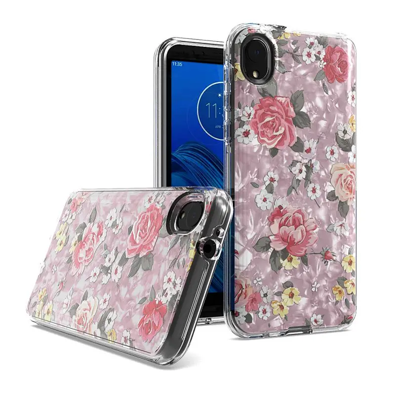 hot selling flower printing phone case for Motorola E6 shell paper phone cover