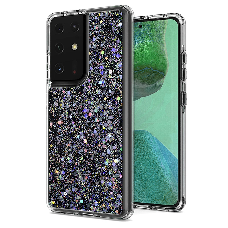 2021 Custom sparkle epoxy giltter bling cell phone cases for Samsung Note 20 cases S21 plus
