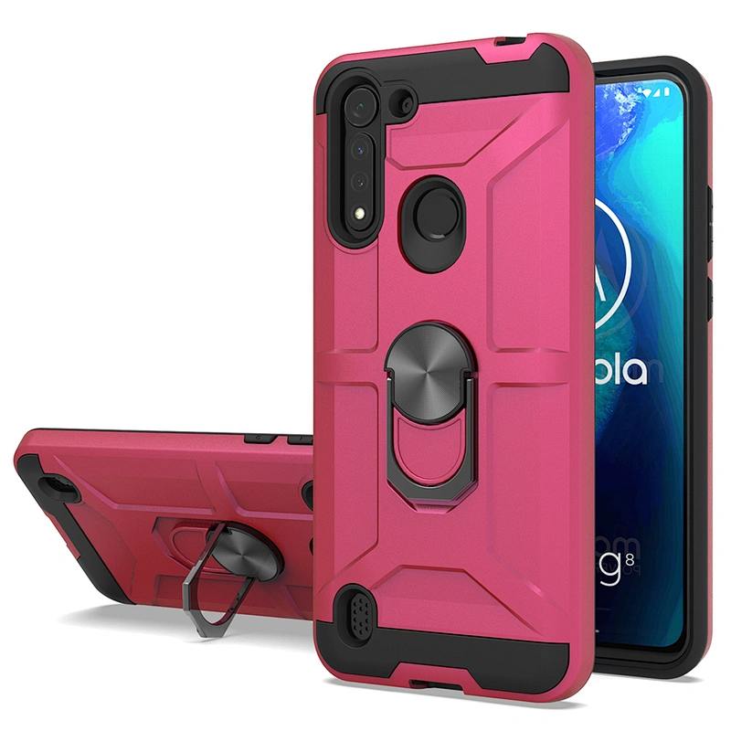 New model magnetic car mounted metal patch ring phone case for Motorola G8 Power Lite