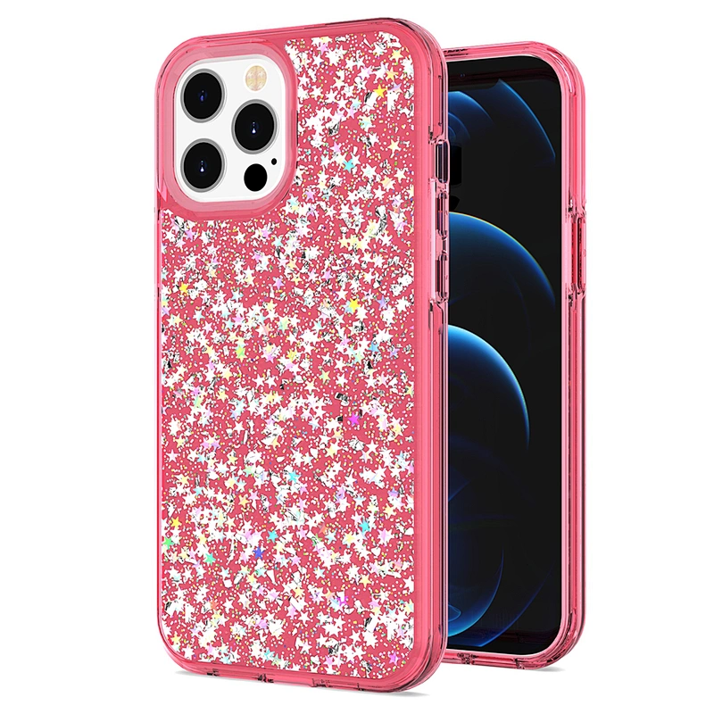 2021 Hot popular mobile back cover phone case with glitter epoxy for iPhone 12 Mini Pro Max