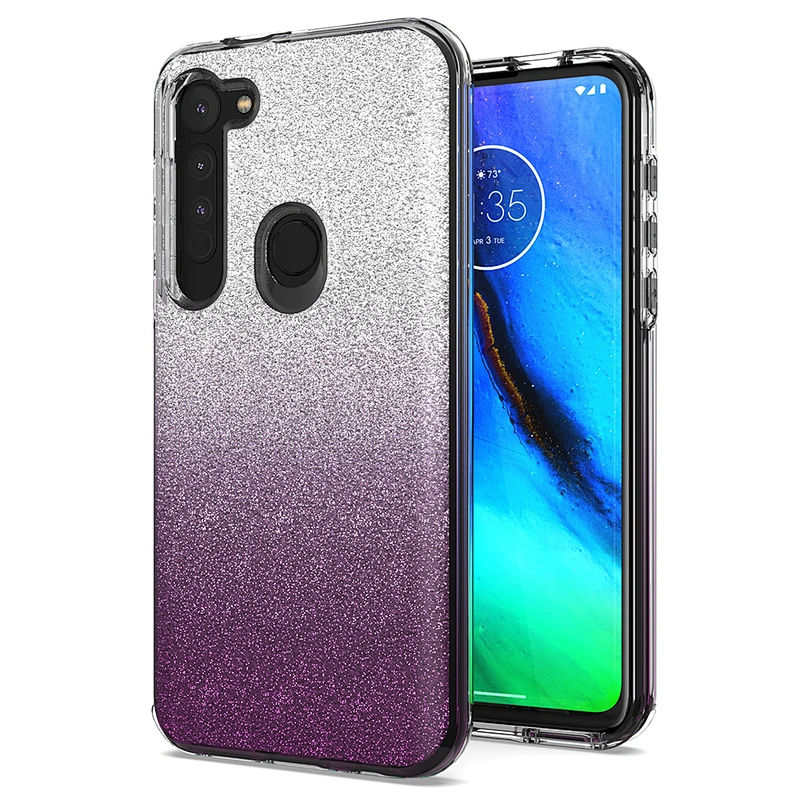 Transparent Gradient Glittery Flash Paper mobile phone cases For Motorola Moto G8 E7 G8 Power lite E6S