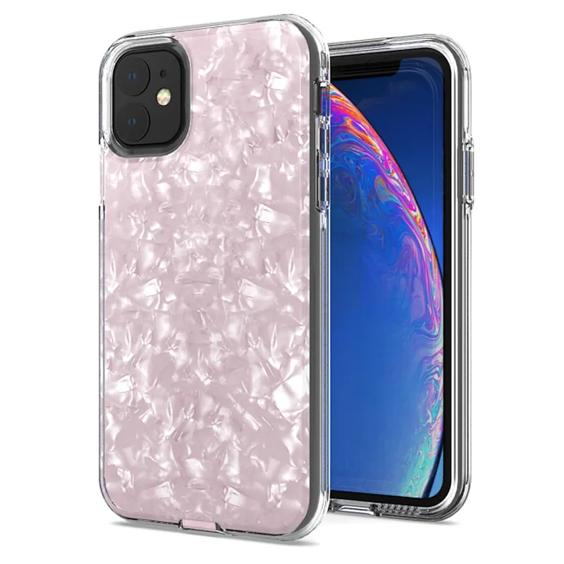 3 in 1 Combo Mobile Phone Case with Glitter Silver Paper for Motorola Moto E5 E6 Plus Play Go