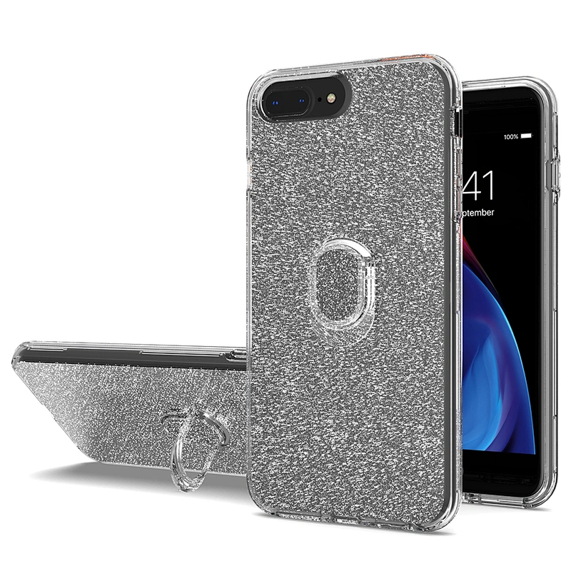 Glitter crystal phone case cover with ring stand holder for Apple iPhone 6 7 8 Plus