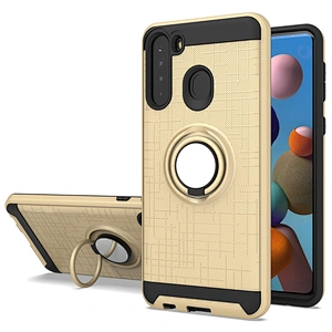 Stick to magnetic car mounted telephone smartphone phone case with ring holder for Samsung A21
