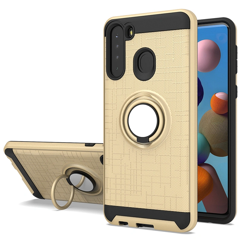 Stick to magnetic car mounted telephone smartphone phone case with ring holder for Samsung A21
