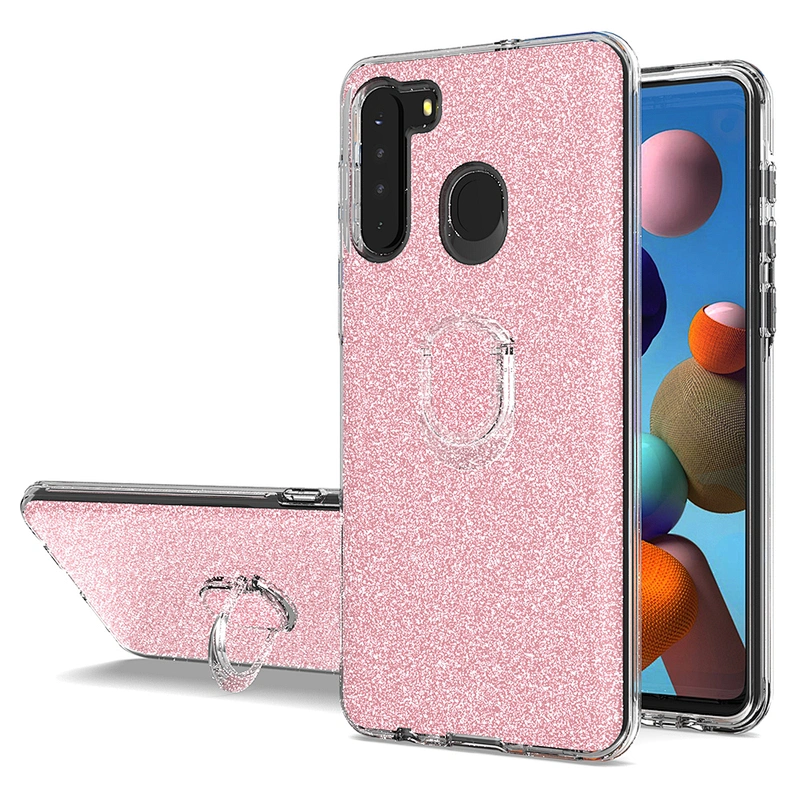 Crystal mini finger ring glitter cell phone cases estuche for Samsung Galaxy A21