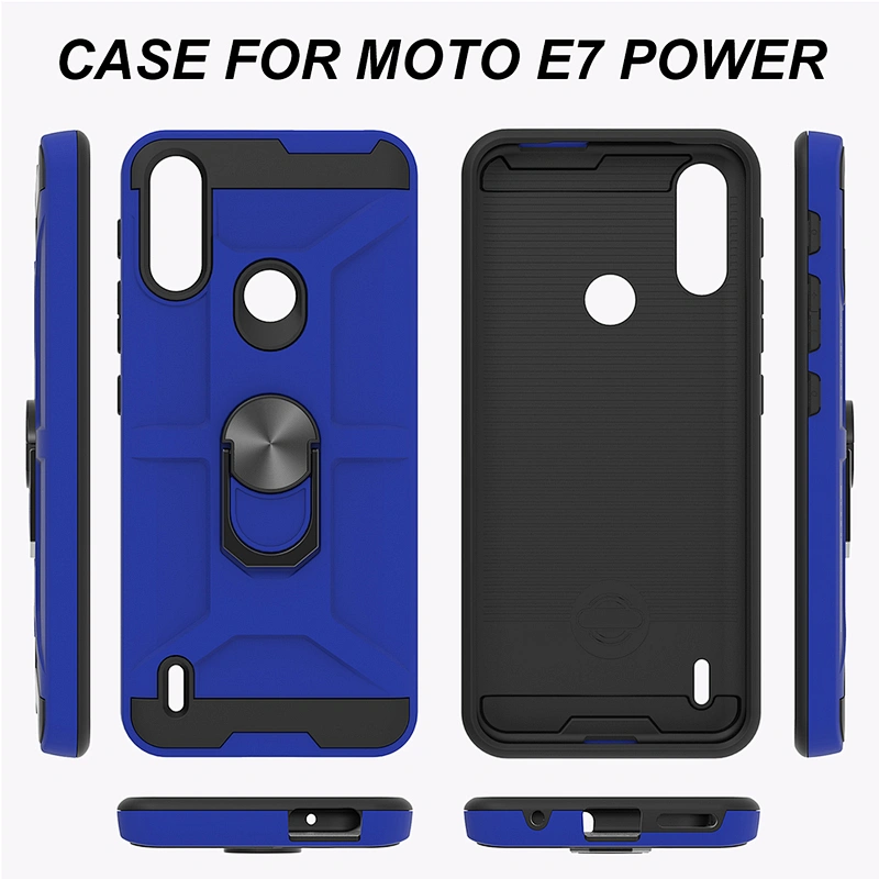 Custom logo matte finish mobile phone case cover with kickstand for Motorola E7 G Power 2021
