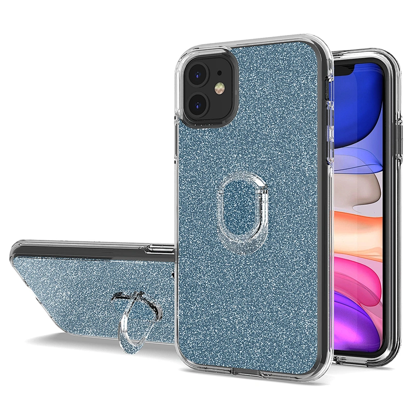 2020 best selling glitter mobile phone case with crystal ring holder for Apple iPhone 11 Pro Max
