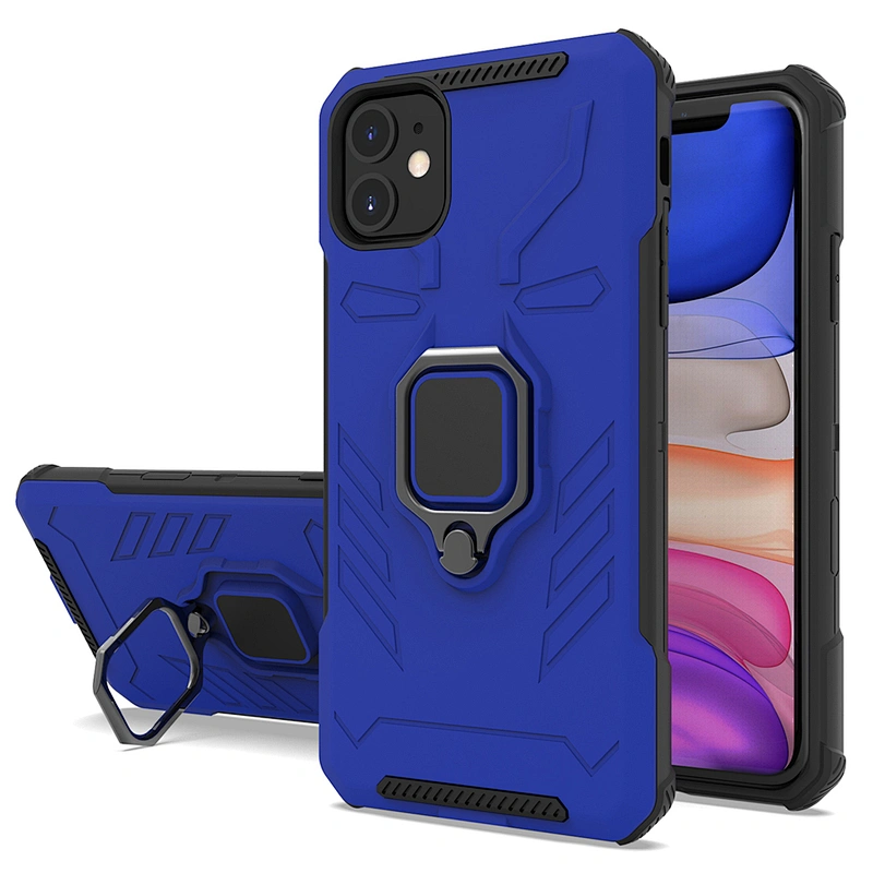 Shockproof mobile phone case with rotatable metal ring holder for iPhone 11 Pro X XS Max
