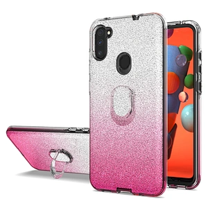 Trendy design crystal ring kickstand phone case with glitter for Samsung Galaxy A11