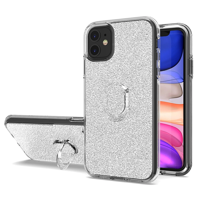 2020 best selling glitter mobile phone case with crystal ring holder for Apple iPhone 11 Pro Max